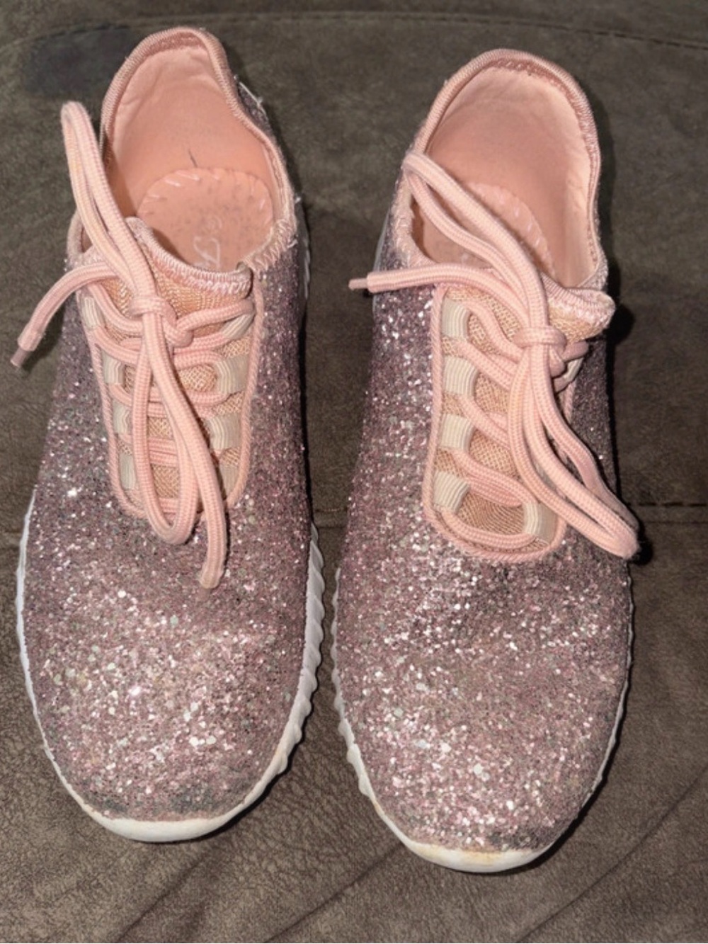 Forever 21 Rose Gold Glitter Lace-Up Sneakers